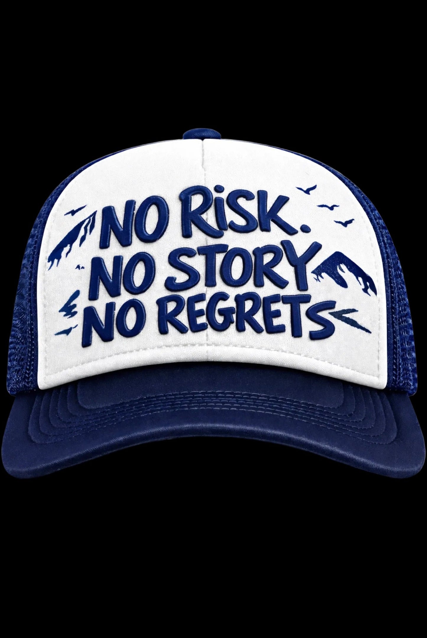 NO REGRETS BLUE CLUB TRUCKER CAP